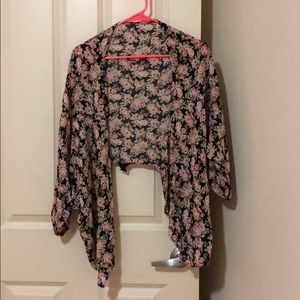 cropped floral kimono